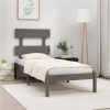 Bed Frame Grey Solid Wood 90x200 Cm