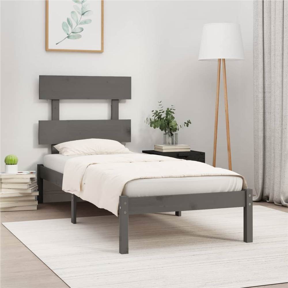 Bed Frame Grey Solid Wood 90x200 cm Bed Frame Grey Solid Wood 90x200 Cm -NEWTRAL Sales Shop Bed Frame Grey Solid Wood 90x200 cm 515309 0