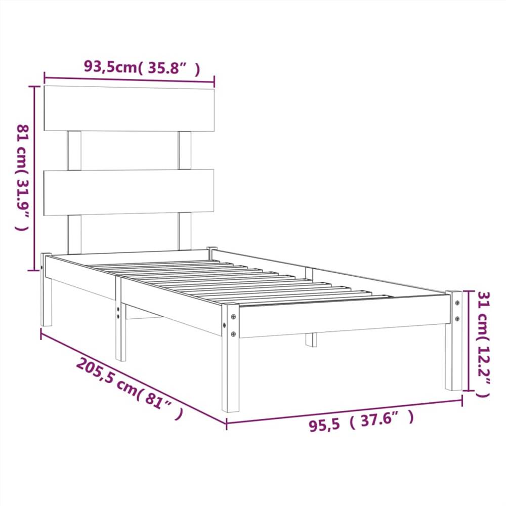 Bed Frame Grey Solid Wood 90x200 cm Bed Frame Grey Solid Wood 90x200 Cm -NEWTRAL Sales Shop Bed Frame Grey Solid Wood 90x200 cm 515309 5