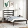 Bed Frame Grey Solid Wood Pine 100x200 Cm