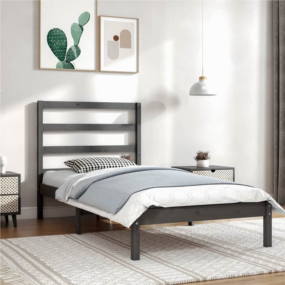 Bed Frame Grey Solid Wood Pine 100x200 cm Bed Frame Grey Solid Wood Pine 100x200 Cm -NEWTRAL Sales Shop Bed Frame Grey Solid Wood Pine 100x200 cm 510224 0