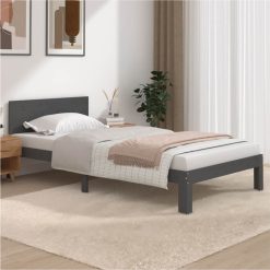 Bed Frame Grey Solid Wood Pine 100x200 Cm