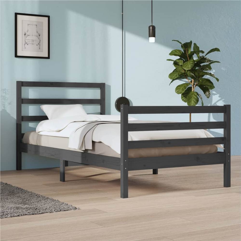 Bed Frame Grey Solid Wood Pine 100x200 cm Bed Frame Grey Solid Wood Pine 100x200 Cm -NEWTRAL Sales Shop Bed Frame Grey Solid Wood Pine 100x200 cm 511458 0