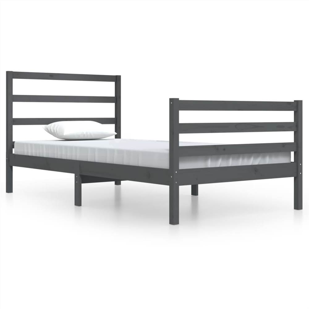 Bed Frame Grey Solid Wood Pine 100x200 cm Bed Frame Grey Solid Wood Pine 100x200 Cm -NEWTRAL Sales Shop Bed Frame Grey Solid Wood Pine 100x200 cm 511458 1