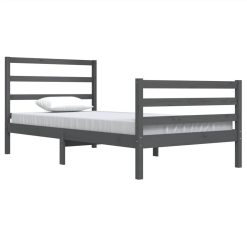 Bed Frame Grey Solid Wood Pine 100x200 Cm 2 Bed Frame Grey Solid Wood Pine 100x200 Cm -NEWTRAL Sales Shop Bed Frame Grey Solid Wood Pine 100x200 cm 511458 2