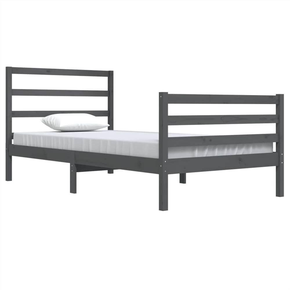 Bed Frame Grey Solid Wood Pine 100x200 cm Bed Frame Grey Solid Wood Pine 100x200 Cm -NEWTRAL Sales Shop Bed Frame Grey Solid Wood Pine 100x200 cm 511458 2