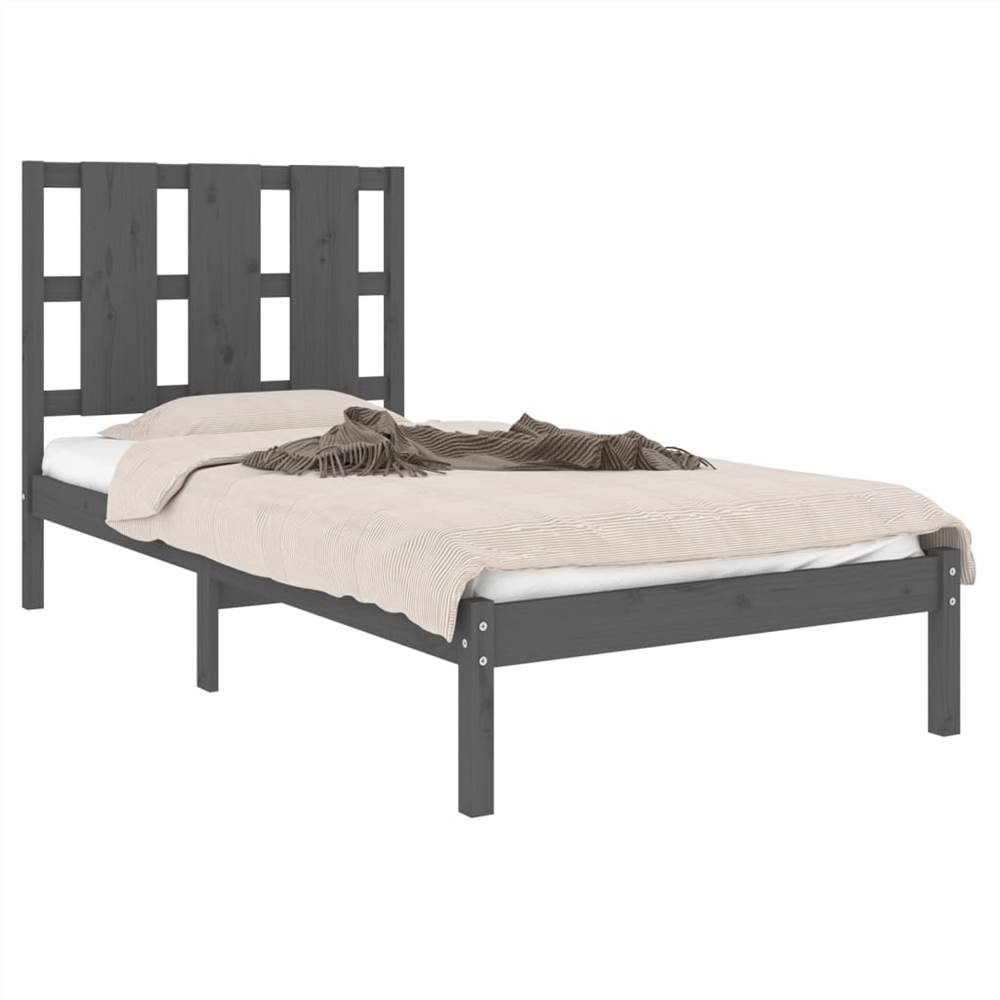 Bed Frame Grey Solid Wood Pine 100x200 cm Bed Frame Grey Solid Wood Pine 100x200 Cm -NEWTRAL Sales Shop Bed Frame Grey Solid Wood Pine 100x200 cm 513944 2