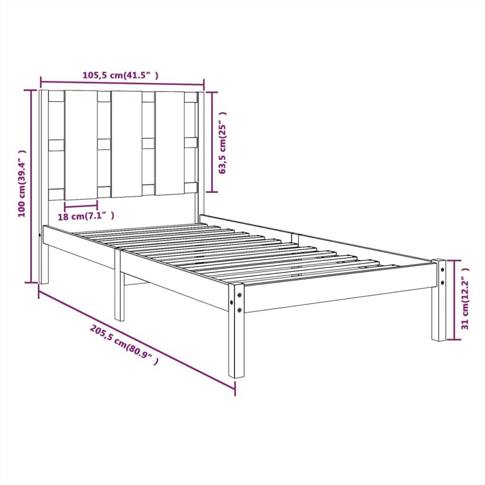 Bed Frame Grey Solid Wood Pine 100x200 cm Bed Frame Grey Solid Wood Pine 100x200 Cm -NEWTRAL Sales Shop Bed Frame Grey Solid Wood Pine 100x200 cm 513944 5