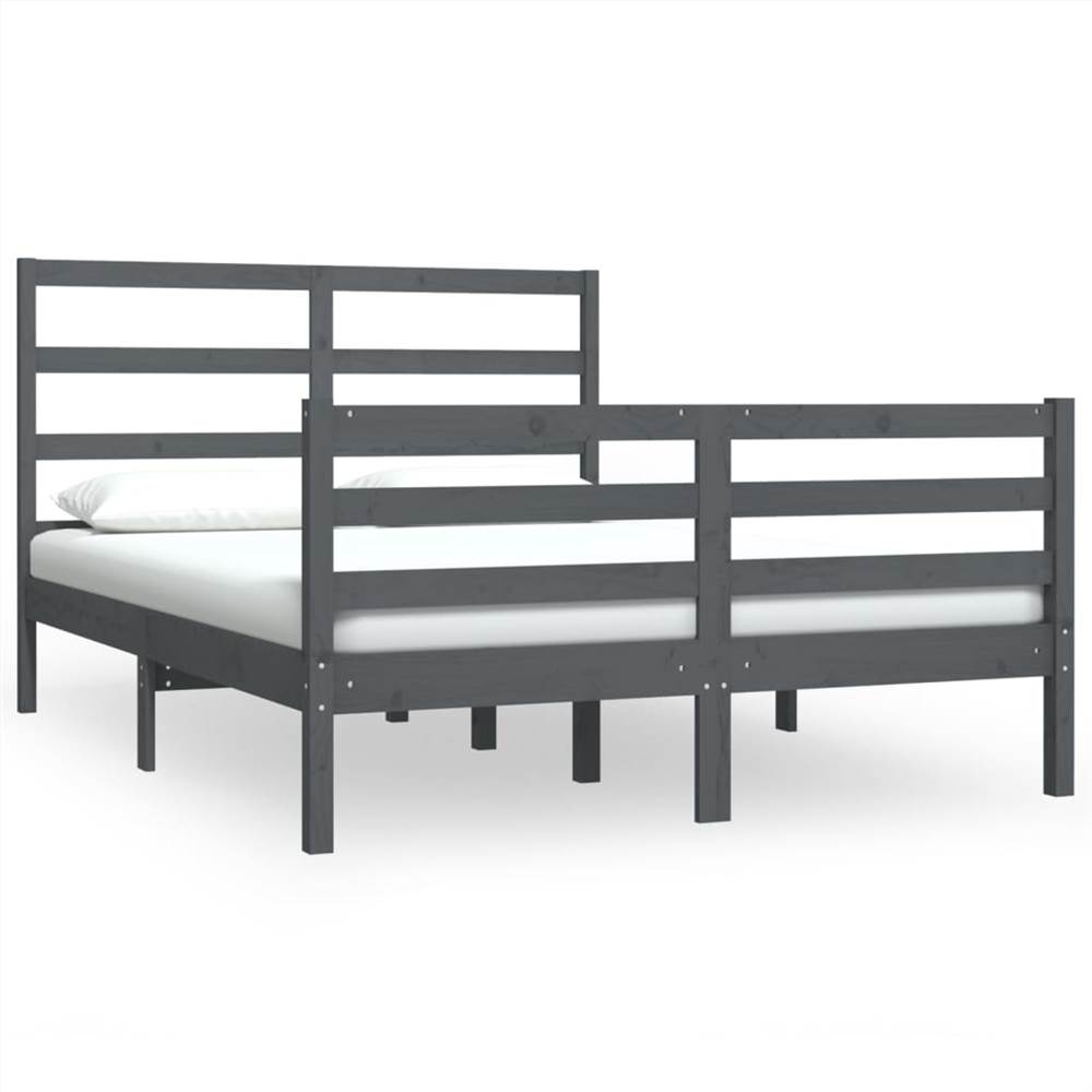 Bed Frame Grey Solid Wood Pine 120x190 cm 4FT Small Double Bed Frame Grey Solid Wood Pine 120x190 Cm 4FT Small Double -NEWTRAL Sales Shop Bed Frame Grey Solid Wood Pine 120x190 cm 4FT Small Double 515144 1