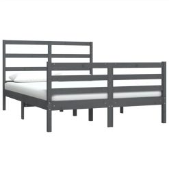 Bed Frame Grey Solid Wood Pine 120x190 Cm 4FT Small Double 2 Bed Frame Grey Solid Wood Pine 120x190 Cm 4FT Small Double -NEWTRAL Sales Shop Bed Frame Grey Solid Wood Pine 120x190 cm 4FT Small Double 515144 2