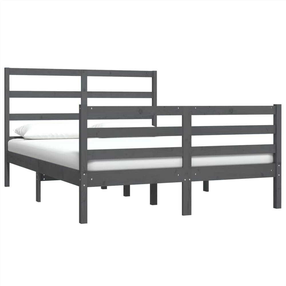 Bed Frame Grey Solid Wood Pine 120x190 cm 4FT Small Double Bed Frame Grey Solid Wood Pine 120x190 Cm 4FT Small Double -NEWTRAL Sales Shop Bed Frame Grey Solid Wood Pine 120x190 cm 4FT Small Double 515144 2