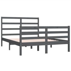 Bed Frame Grey Solid Wood Pine 120x190 Cm 4FT Small Double 3 Bed Frame Grey Solid Wood Pine 120x190 Cm 4FT Small Double -NEWTRAL Sales Shop Bed Frame Grey Solid Wood Pine 120x190 cm 4FT Small Double 515144 3