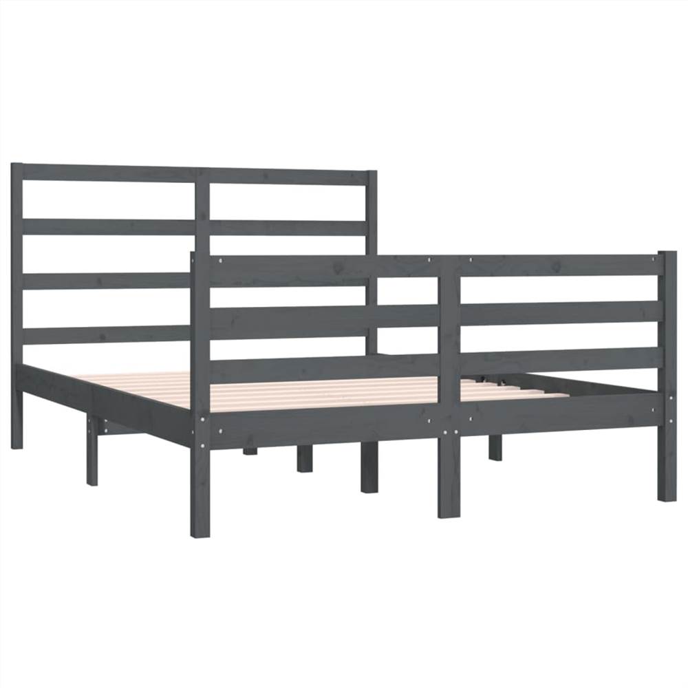 Bed Frame Grey Solid Wood Pine 120x190 cm 4FT Small Double Bed Frame Grey Solid Wood Pine 120x190 Cm 4FT Small Double -NEWTRAL Sales Shop Bed Frame Grey Solid Wood Pine 120x190 cm 4FT Small Double 515144 3