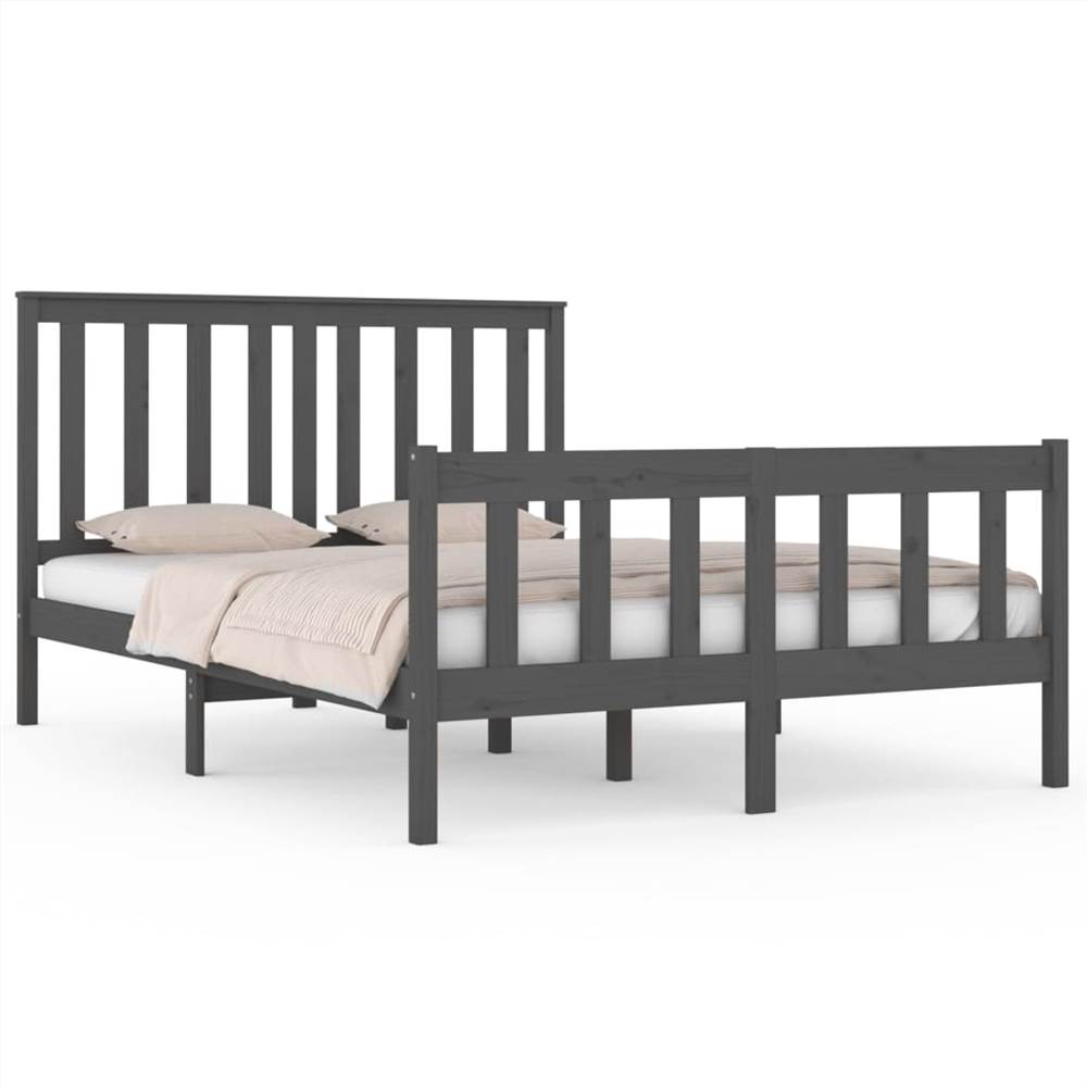 Bed Frame Grey Solid Wood Pine 120x190 cm 4FT Small Double Bed Frame Grey Solid Wood Pine 120x190 Cm 4FT Small Double -NEWTRAL Sales Shop Bed Frame Grey Solid Wood Pine 120x190 cm 4FT Small Double 515166 1