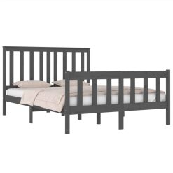 Bed Frame Grey Solid Wood Pine 120x190 Cm 4FT Small Double 2 Bed Frame Grey Solid Wood Pine 120x190 Cm 4FT Small Double -NEWTRAL Sales Shop Bed Frame Grey Solid Wood Pine 120x190 cm 4FT Small Double 515166 2