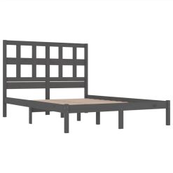Bed Frame Grey Solid Wood Pine 135x190 Cm 4FT6 Double -NEWTRAL Sales Shop Bed Frame Grey Solid Wood Pine 135x190 cm 4FT6 Double 512161 3
