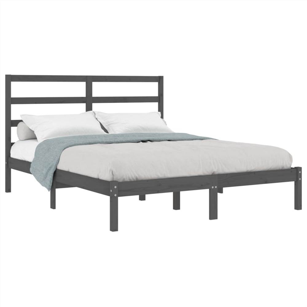 Bed Frame Grey Solid Wood Pine 140x190 cm Bed Frame Grey Solid Wood Pine 140x190 Cm -NEWTRAL Sales Shop Bed Frame Grey Solid Wood Pine 140x190 cm 510193 2
