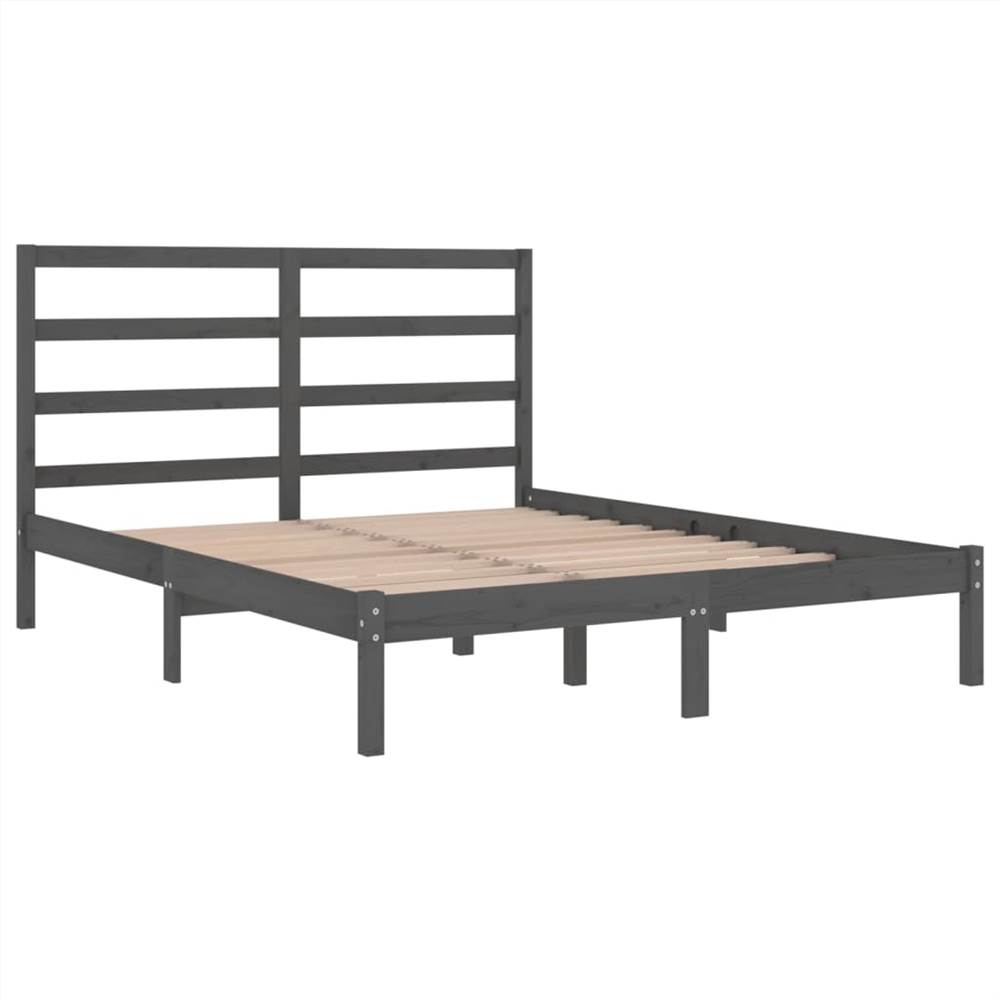 Bed Frame Grey Solid Wood Pine 140x190 cm Bed Frame Grey Solid Wood Pine 140x190 Cm -NEWTRAL Sales Shop Bed Frame Grey Solid Wood Pine 140x190 cm 510193 3