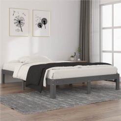 Bed Frame Grey Solid Wood Pine 140x200 Cm