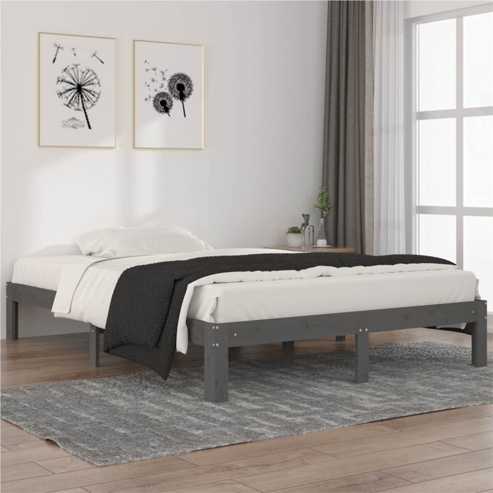 Bed Frame Grey Solid Wood Pine 140x200 cm Bed Frame Grey Solid Wood Pine 140x200 Cm -NEWTRAL Sales Shop Bed Frame Grey Solid Wood Pine 140x200 cm 510326 0