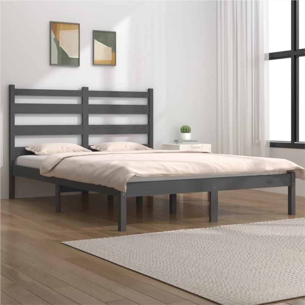 Bed Frame Grey Solid Wood Pine 140x200 cm Bed Frame Grey Solid Wood Pine 140x200 Cm -NEWTRAL Sales Shop Bed Frame Grey Solid Wood Pine 140x200 cm 510840 0