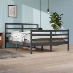 Bed Frame Grey Solid Wood Pine 140x200 Cm
