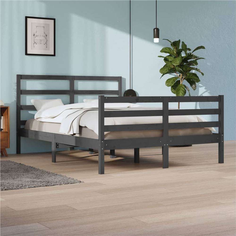 Bed Frame Grey Solid Wood Pine 140x200 cm Bed Frame Grey Solid Wood Pine 140x200 Cm -NEWTRAL Sales Shop Bed Frame Grey Solid Wood Pine 140x200 cm 511677 0