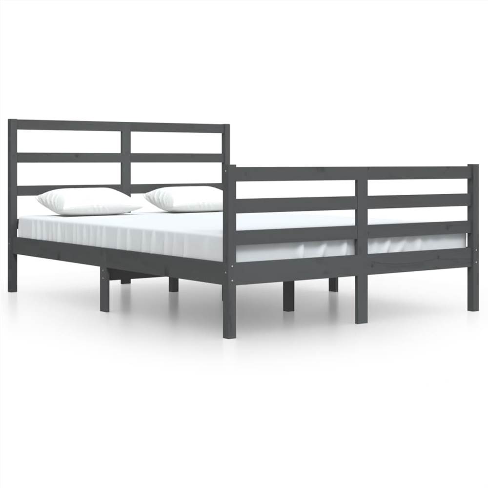 Bed Frame Grey Solid Wood Pine 140x200 cm Bed Frame Grey Solid Wood Pine 140x200 Cm -NEWTRAL Sales Shop Bed Frame Grey Solid Wood Pine 140x200 cm 511677 1