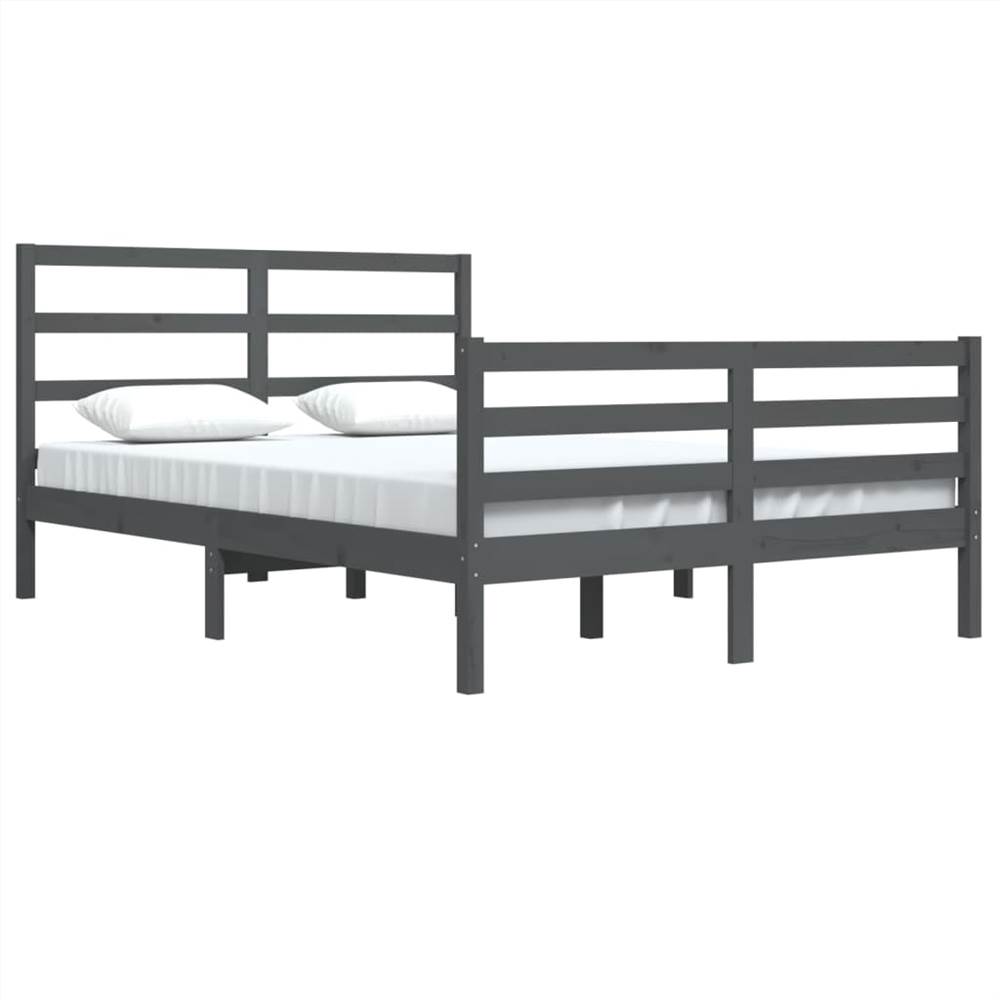 Bed Frame Grey Solid Wood Pine 140x200 cm Bed Frame Grey Solid Wood Pine 140x200 Cm -NEWTRAL Sales Shop Bed Frame Grey Solid Wood Pine 140x200 cm 511677 2