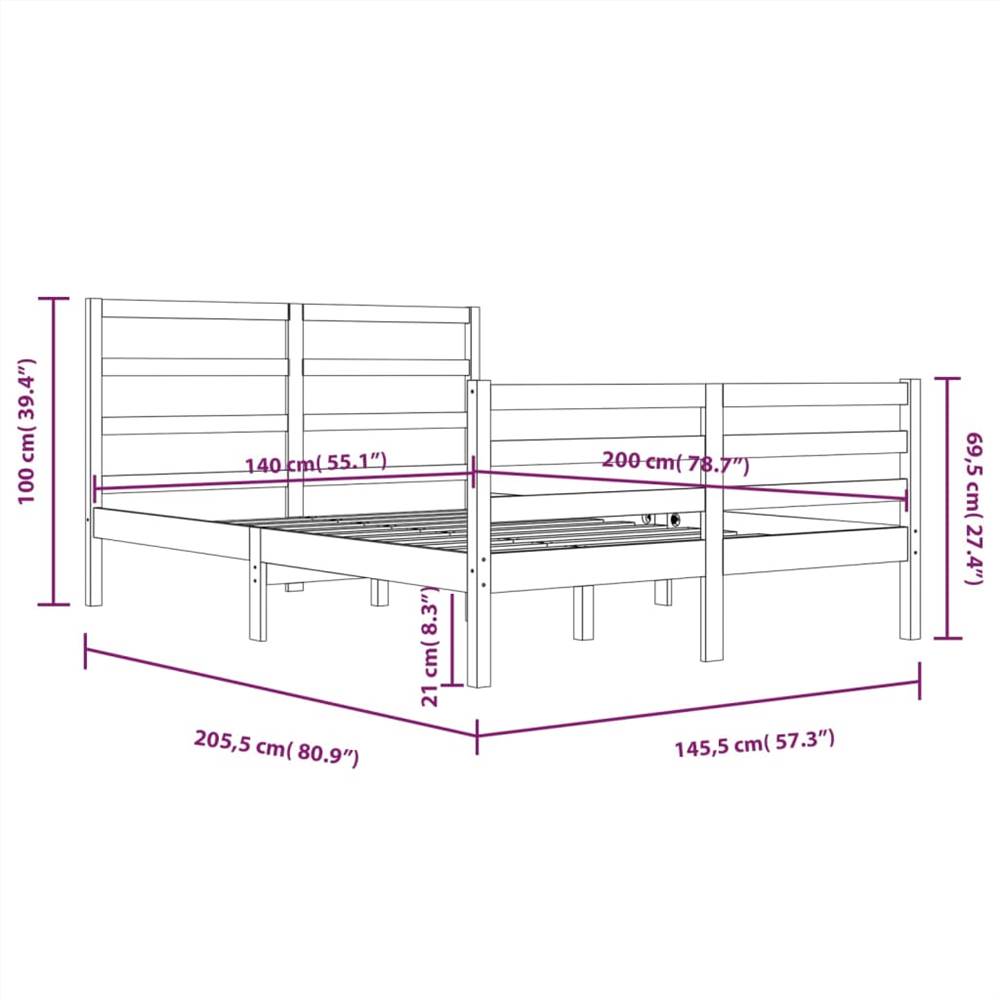 Bed Frame Grey Solid Wood Pine 140x200 cm Bed Frame Grey Solid Wood Pine 140x200 Cm -NEWTRAL Sales Shop Bed Frame Grey Solid Wood Pine 140x200 cm 511677 5