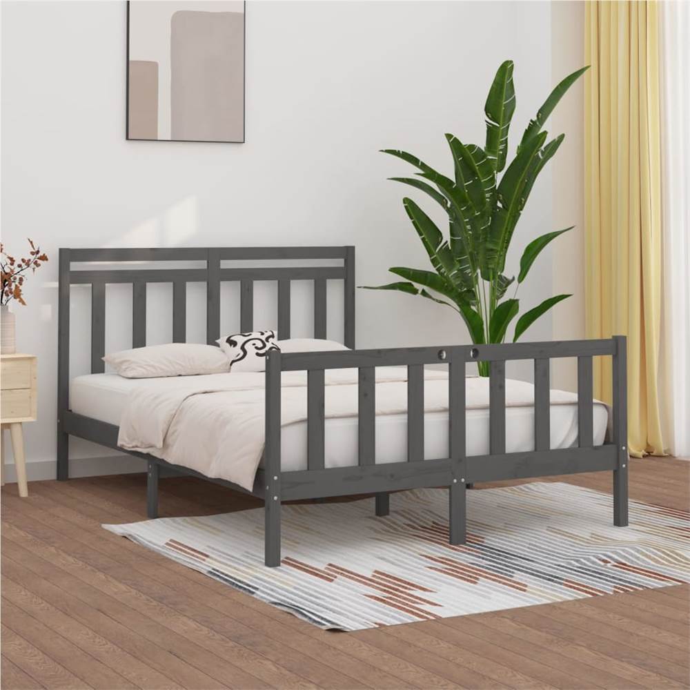 Bed Frame Grey Solid Wood Pine 140x200 cm Bed Frame Grey Solid Wood Pine 140x200 Cm -NEWTRAL Sales Shop Bed Frame Grey Solid Wood Pine 140x200 cm 512306 0