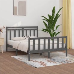Bed Frame Grey Solid Wood Pine 160x200 Cm