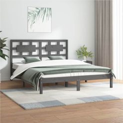 Bed Frame Grey Solid Wood Pine 160x200 Cm
