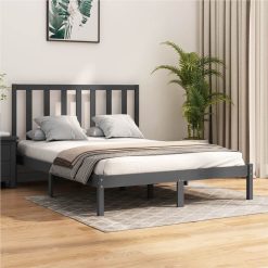 Bed Frame Grey Solid Wood Pine 160x200 Cm