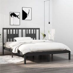 Bed Frame Grey Solid Wood Pine 160x200 Cm