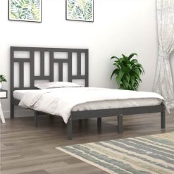 Bed Frame Grey Solid Wood Pine 160x200 Cm