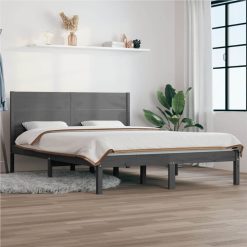 Bed Frame Grey Solid Wood Pine 160x200 Cm