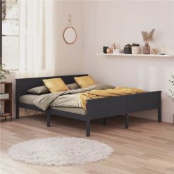 Bed Frame Grey Solid Wood Pine 180x200 Cm