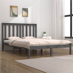 Bed Frame Grey Solid Wood Pine 200x200 Cm