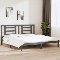 Bed Frame Grey Solid Wood Pine 200x200 Cm
