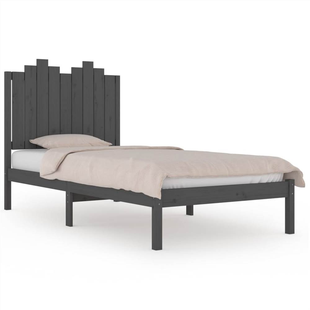 Bed Frame Grey Solid Wood Pine 75x190 cm 2FT6 Small Single Bed Frame Grey Solid Wood Pine 75x190 Cm 2FT6 Small Single -NEWTRAL Sales Shop Bed Frame Grey Solid Wood Pine 75x190 cm 2FT6 Small Single 512920 1