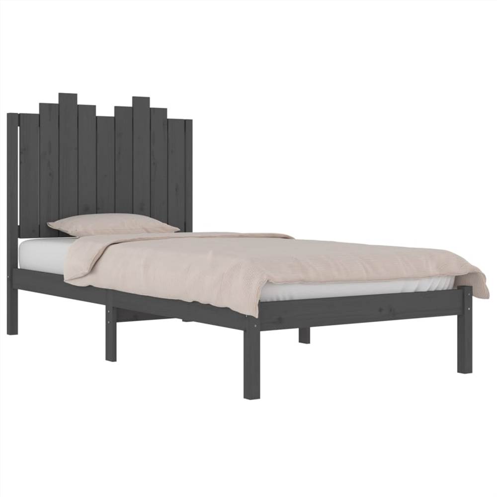 Bed Frame Grey Solid Wood Pine 75x190 cm 2FT6 Small Single Bed Frame Grey Solid Wood Pine 75x190 Cm 2FT6 Small Single -NEWTRAL Sales Shop Bed Frame Grey Solid Wood Pine 75x190 cm 2FT6 Small Single 512920 2