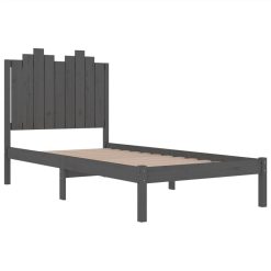 Bed Frame Grey Solid Wood Pine 75x190 Cm 2FT6 Small Single 3 Bed Frame Grey Solid Wood Pine 75x190 Cm 2FT6 Small Single -NEWTRAL Sales Shop Bed Frame Grey Solid Wood Pine 75x190 cm 2FT6 Small Single 512920 3