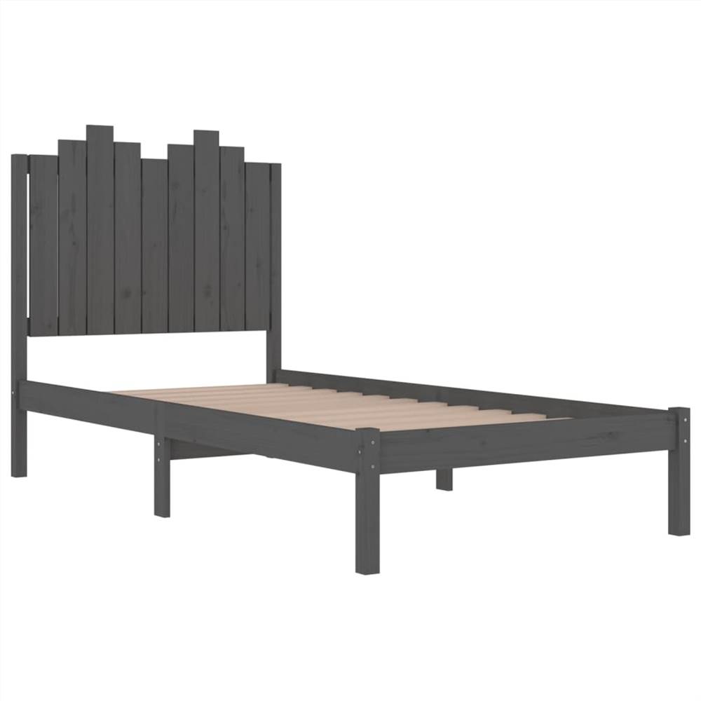 Bed Frame Grey Solid Wood Pine 75x190 cm 2FT6 Small Single Bed Frame Grey Solid Wood Pine 75x190 Cm 2FT6 Small Single -NEWTRAL Sales Shop Bed Frame Grey Solid Wood Pine 75x190 cm 2FT6 Small Single 512920 3