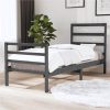 Bed Frame Grey Solid Wood Pine 90x190 Cm 3FT Single