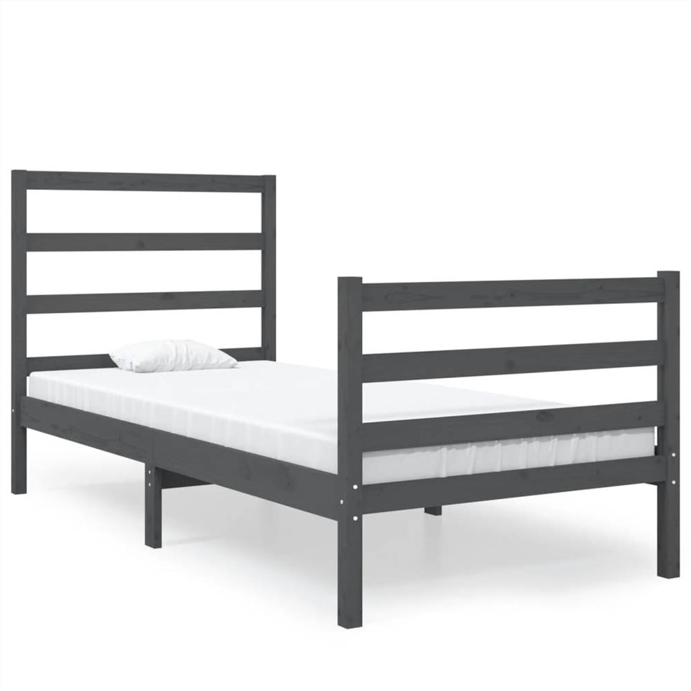 Bed Frame Grey Solid Wood Pine 90x190 cm 3FT Single Bed Frame Grey Solid Wood Pine 90x190 Cm 3FT Single -NEWTRAL Sales Shop Bed Frame Grey Solid Wood Pine 90x190 cm 3FT Single 511339 1