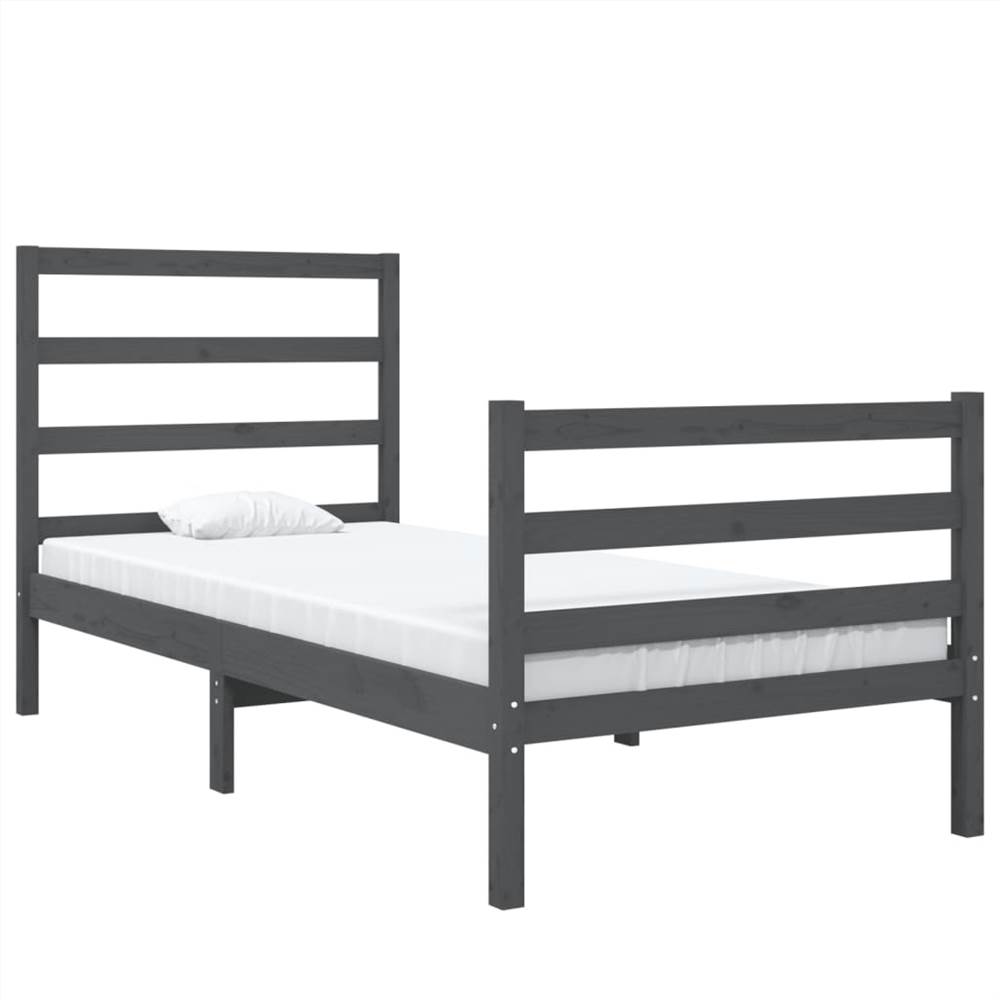 Bed Frame Grey Solid Wood Pine 90x190 cm 3FT Single Bed Frame Grey Solid Wood Pine 90x190 Cm 3FT Single -NEWTRAL Sales Shop Bed Frame Grey Solid Wood Pine 90x190 cm 3FT Single 511339 2