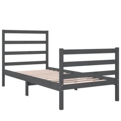 Bed Frame Grey Solid Wood Pine 90x190 Cm 3FT Single 3 Bed Frame Grey Solid Wood Pine 90x190 Cm 3FT Single -NEWTRAL Sales Shop Bed Frame Grey Solid Wood Pine 90x190 cm 3FT Single 511339 3
