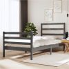 Bed Frame Grey Solid Wood Pine 90x190 Cm 3FT Single