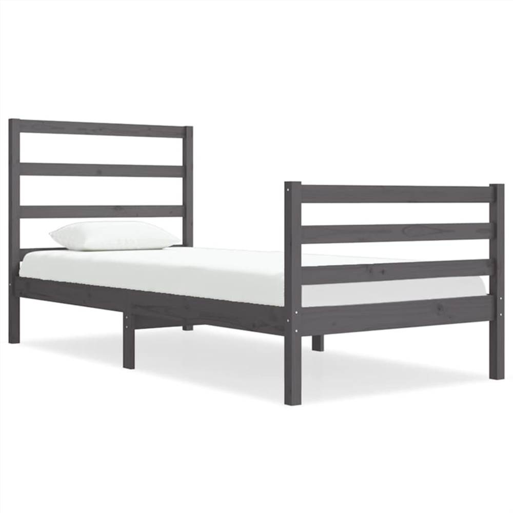 Bed Frame Grey Solid Wood Pine 90x190 cm 3FT Single Bed Frame Grey Solid Wood Pine 90x190 Cm 3FT Single -NEWTRAL Sales Shop Bed Frame Grey Solid Wood Pine 90x190 cm 3FT Single 514706 1
